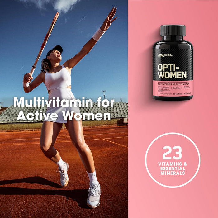 Optimum Nutrition Opti-Women Daily Multivitamin for Women, Immune Support Supplement With Iron, 30 Day Supply, 60 Count, (Packaging May Vary)
