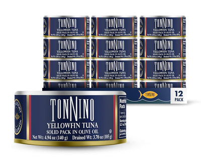 Tonnino Yellowfin Tuna Fish in Olive Oil - Pack of 12 Can (4.94 Ounces (Pack of 12), Olive Oil)