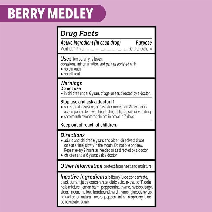 Ricola Berry Medley Throat Drops, 45 Count, Delicious Throat Relief & Care, Oral Anesthetic, Naturally Flavored
