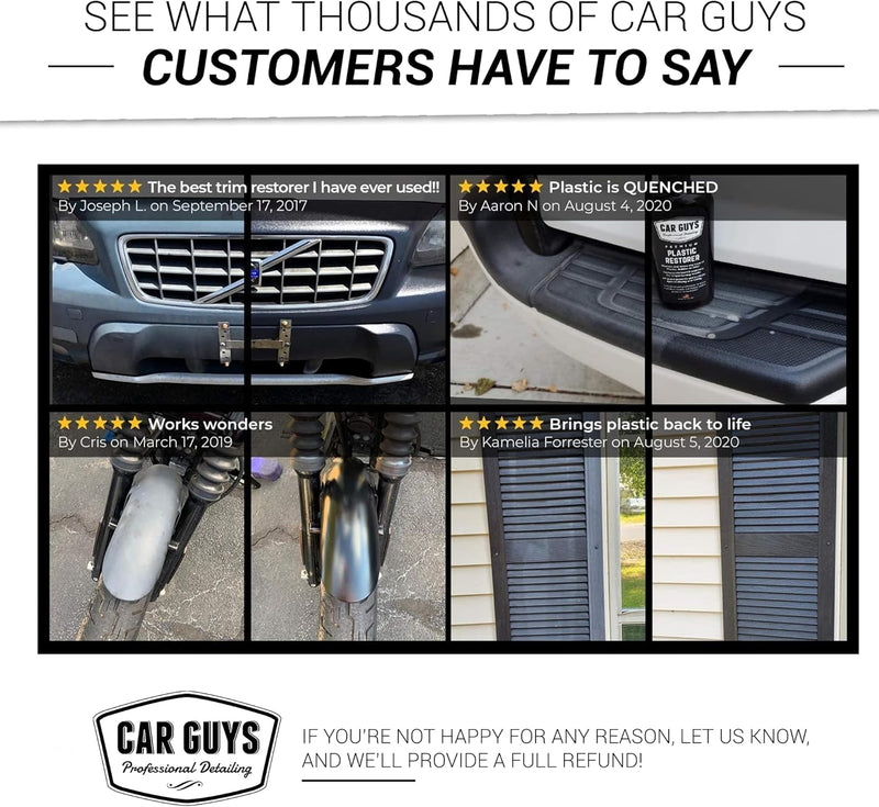 CAR GUYS Plastic Restorer | Bring Plastic, Rubber, and Vinyl Back to Life! | User Friendly Trim Restorer | Safe Auto Detailing Supplies | 8 Oz Kit with Foam Applicator