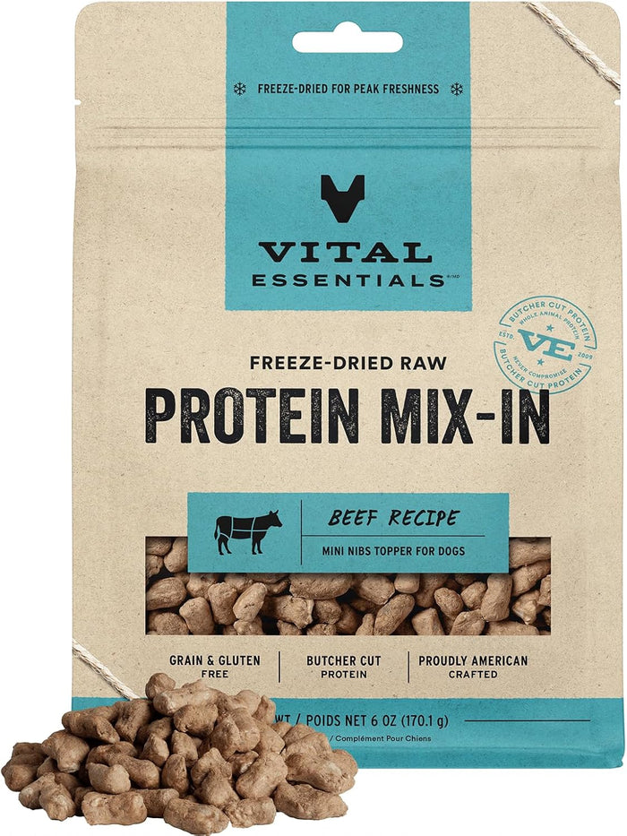 Vital Essentials Freeze-Dried Raw Protein Mix-in Dog Food Topper, Rabbit Mini Nibs Topper for Dogs, 18 oz