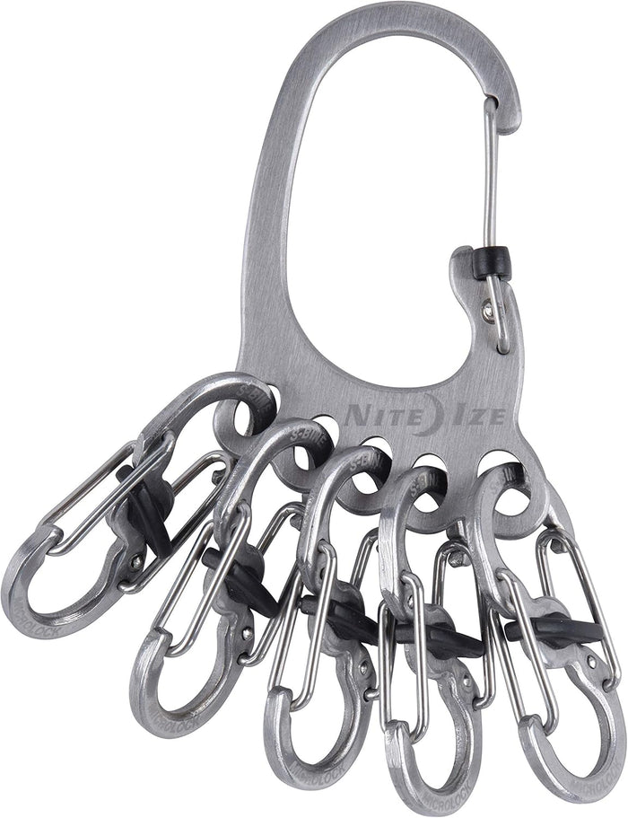 Nite Ize Bigfoot Locker KeyRack - Stainless Steel Holder for Car, House & Other Keys - Carabiner with S-Biners - Holds 15 Keys at Once - Carry Everyday Essentials - Silver