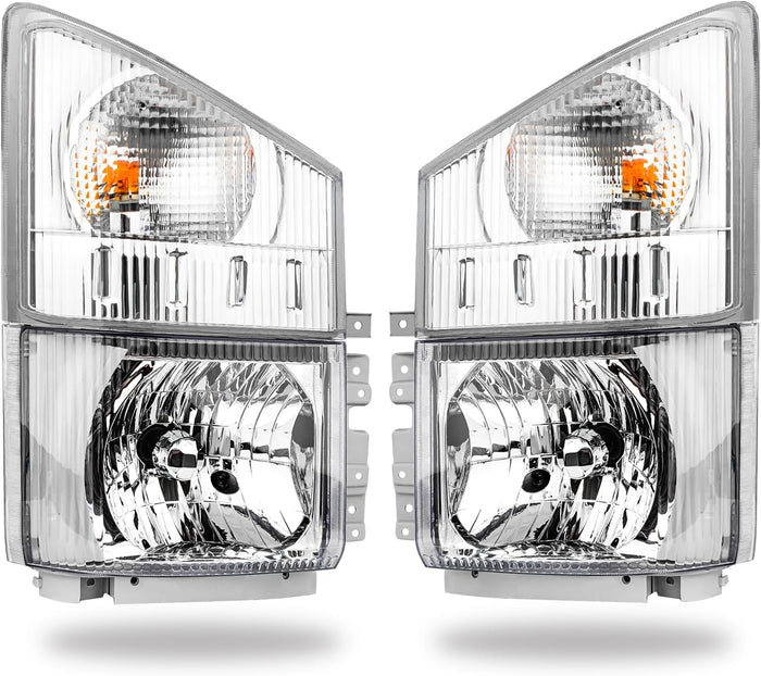 OLLEN Headlight & Corner Lamp Assembly, Compatible with ISUZU ELF NPR NPR-HD NQR NRR 2008-2020, Right Passenger Side(Headlight & Corner Light)