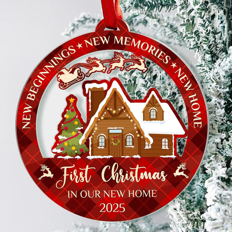 New Home Ornament 2025 – Glass Housewarming Christmas Ornament, Elegant Holiday Decoration for New Homeowners, First Home Keepsake Gift for Couples or Families