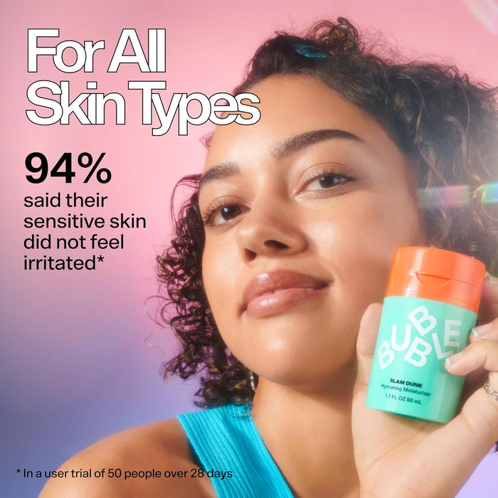 Bubble Skincare Slam Dunk Hydrating Face Moisturizer - Lightweight Face Lotion With Vitamin E + Aloe Vera - Daily Facial Moisturizer for Normal + Dry Skin - Skin Care with Blue Light Protection (50ml)