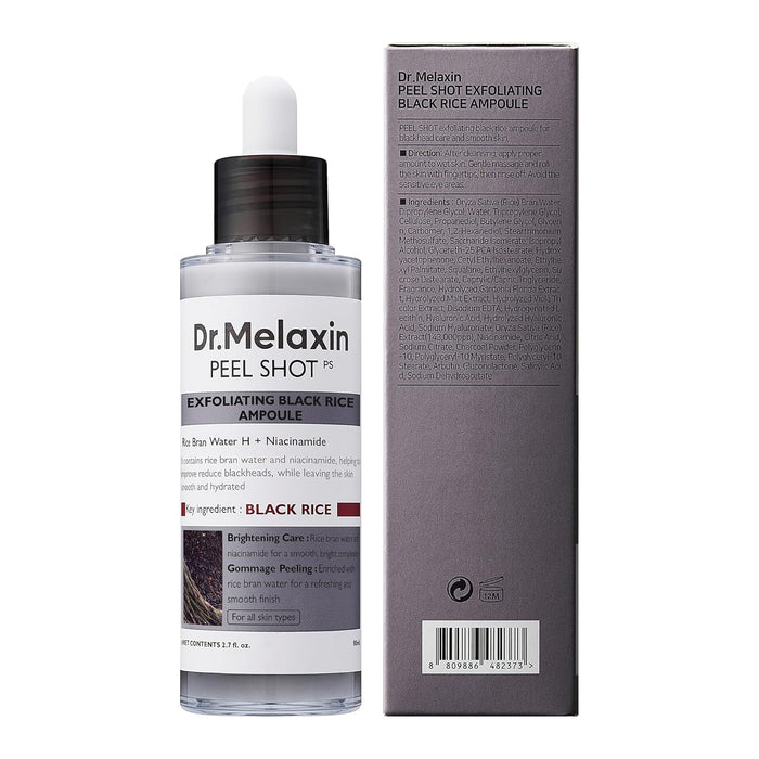 Dr.Melaxin Peel Shot Glow Rice Peeling Ampoule 80ml Daily Soft Exfoliating Face and Body Scrub Dead Skin Cells Remover for All Skin Types korean skin care (Black Rice) (Black Rice)