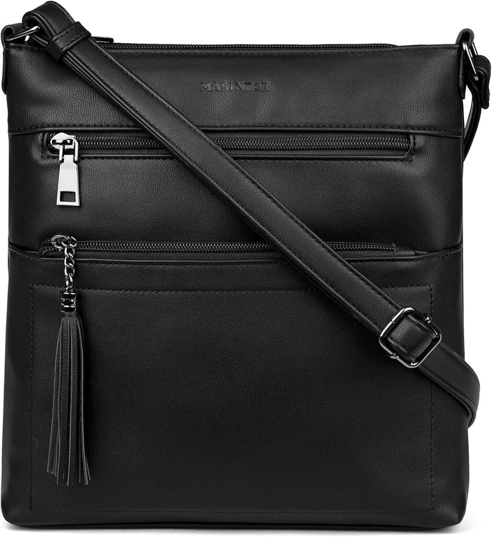 MASINTOR Crossbody Purses for Women, Multi Pocket Casual Crossbody Bag, Adjustable Strap Shoulder Bag with Tassel