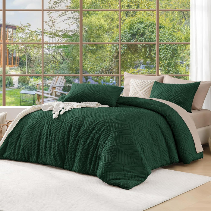 Andency King Size Comforter Set Beige, 3 Pieces Boho King Bedding Comforter Set Cream, All Season Soft Lightweight Tufted Textured Down Alternative Comforter Fluffy Bed Set