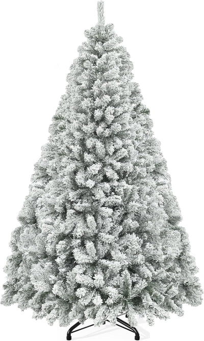 YITAHOME Snow Flocked Artificial Full Christmas Tree, Christmas Pine Tree with 880 Branch Tips, and Foldable Base for Home, Party Decoration(6ft)