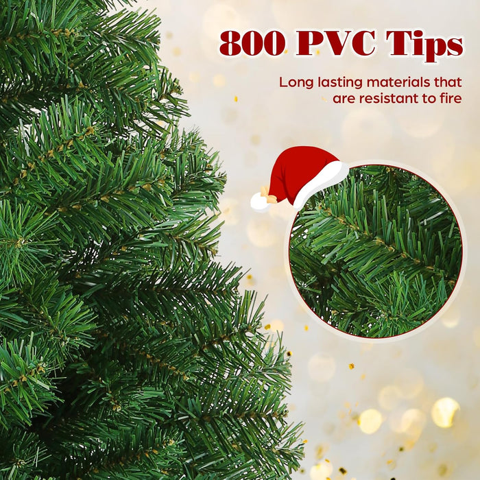 6FT Unlit Artificial Christmas Tree for Holiday Decoration, Premium Hinged Spruce Green Xmas Tree with 800 Branch Tips and Foldable Metal Stand for Home, Office, Party