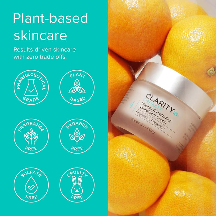 ClarityRx C-Results Vitamin C Hydrating Antioxidant Face Cream, Natural Plant-Based Anti-Aging Facial Moisturizer for Brighter Skin