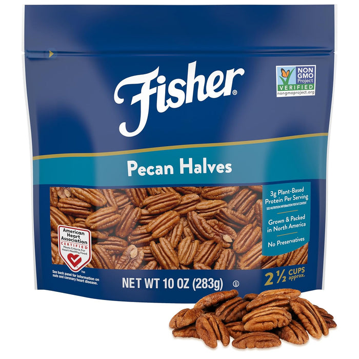 Fisher Chef's Naturals Honey Roasted Chopped Pecans 10oz Resealable Bag, Unsalted Raw Nuts for Cooking, Baking & Snacking, Vegan Protein, Keto Snack, Gluten Free