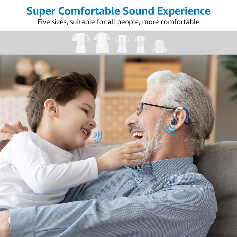 Hearing Aids for Seniors, Rechargeable Hearing Amplifier with Noise Cancelling, Digital Ear Hearing Assist Devices with Volume Control (Blue)