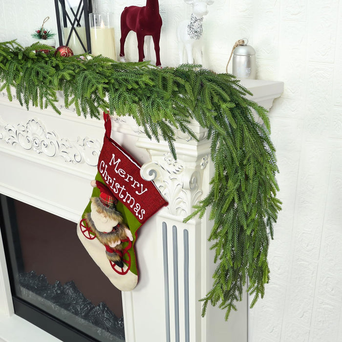 72 Inches Christmas Cedar Garland for Staircase Real Touch Droopy Bendable Lifelike Faux Xmas Garlands for Decoration Christmas Green Pine Mantle Garland Thanksgiving Table Decorations Outdoor Indoor