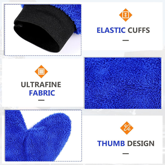 6 Pcs Microfiber Dusting Mitt with Thumb Washable Reusable Household Cleaning Mitt Car Wash Gloves Terry Weave Dusting Gloves for Plant Car Wheel House Blinds Kitchen Pool Dust (Bright Color)
