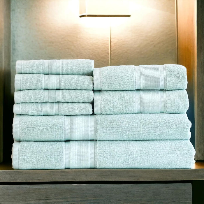Luzia 8 Piece Bathroom Towel Set - 100% Turkish Cotton, Premium Quality - 2 Bath Towels 2 Hand Towels and 4 Washcloths (Lavender/Purple)