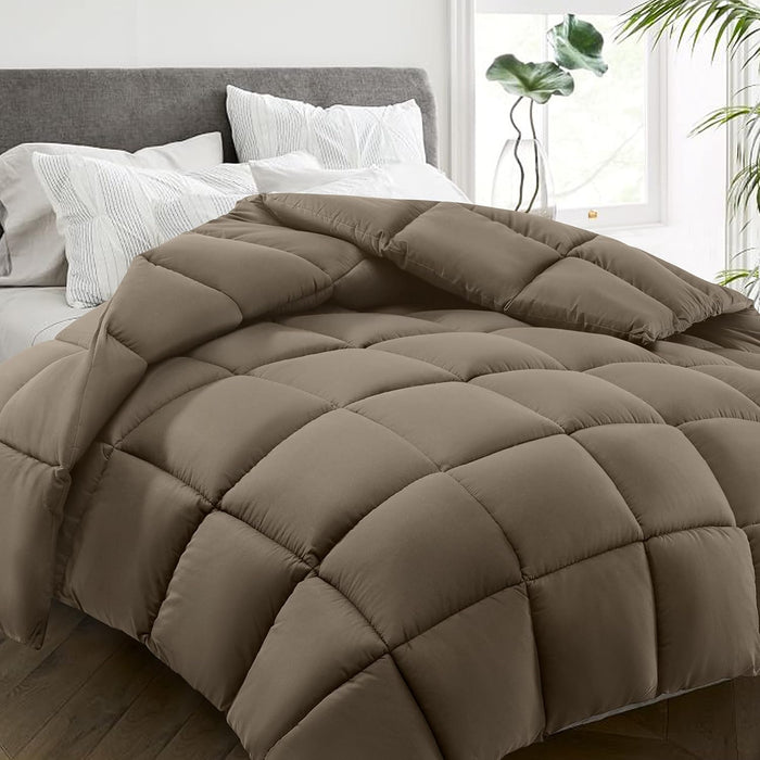 HYLEORY Queen Comforter, All Season Down Alternative Duvet Insert, Winter Warm Quilted Bed Comforter with Corner Tabs,Machine Washable, Dark Grey, 88x88 Inch