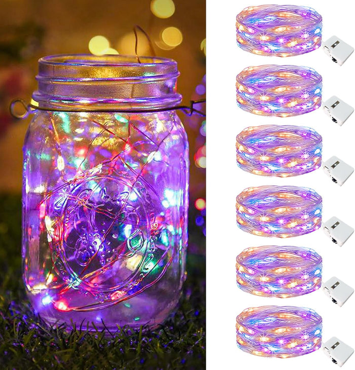 btfarm 30 Pack Fairy Lights Battery Operated [3 Modes], 7ft 20 Led Twinkle Lights String Lights Waterproof Bulk Small Mini Silver Wire for Christmas Mason Jars Wedding Table Centerpiece, Warm White