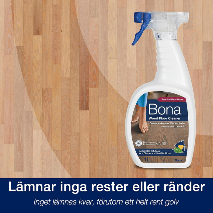 Bona Hardwood Floor Cleaner Spray (1 Ltr) (35 oz) (For Wood Floor/Wooden Surface Cleaning | Multi-Surface | Wood Care Conditioner | Non-Toxic | Kids, Pet Safe, Skin Friendly | iRobot Liquid
