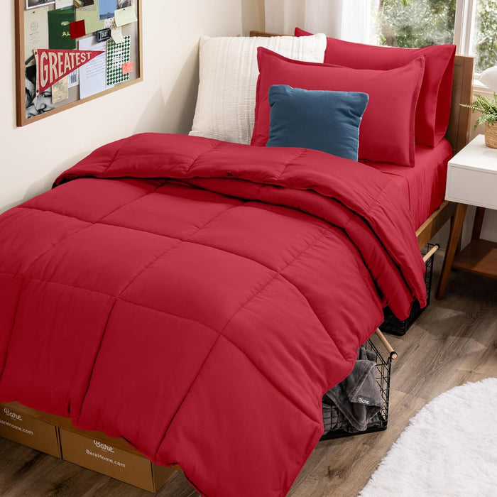 Bare Home Bed-in-A-Bag 7 Piece Comforter & Sheet Set - King - Goose Down Alternative - Ultra-Soft 1800 Premium Bedding Set (King, Grey/Grey)