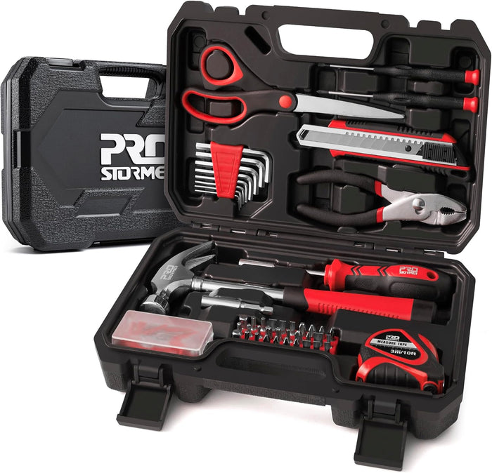 Prostormer 93-Piece Tool Kit, Basic Household Repair Tool Set with Toolbox Storage Case, Small Starter Tool Box Kit for Homeowners and College Students (Blue)