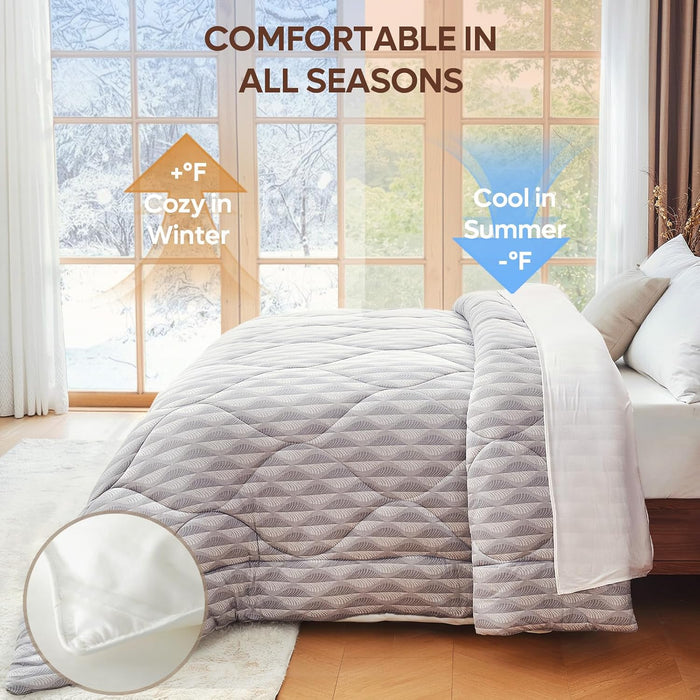 Bestier Skin-Friendly Down Alternative Comforter - Comforters King Size - Sorona® King Comforters with Anti-clumping Fiber, Soft Bedding Comforters All Seasons, Machine Washable - Grey, 104"x90"