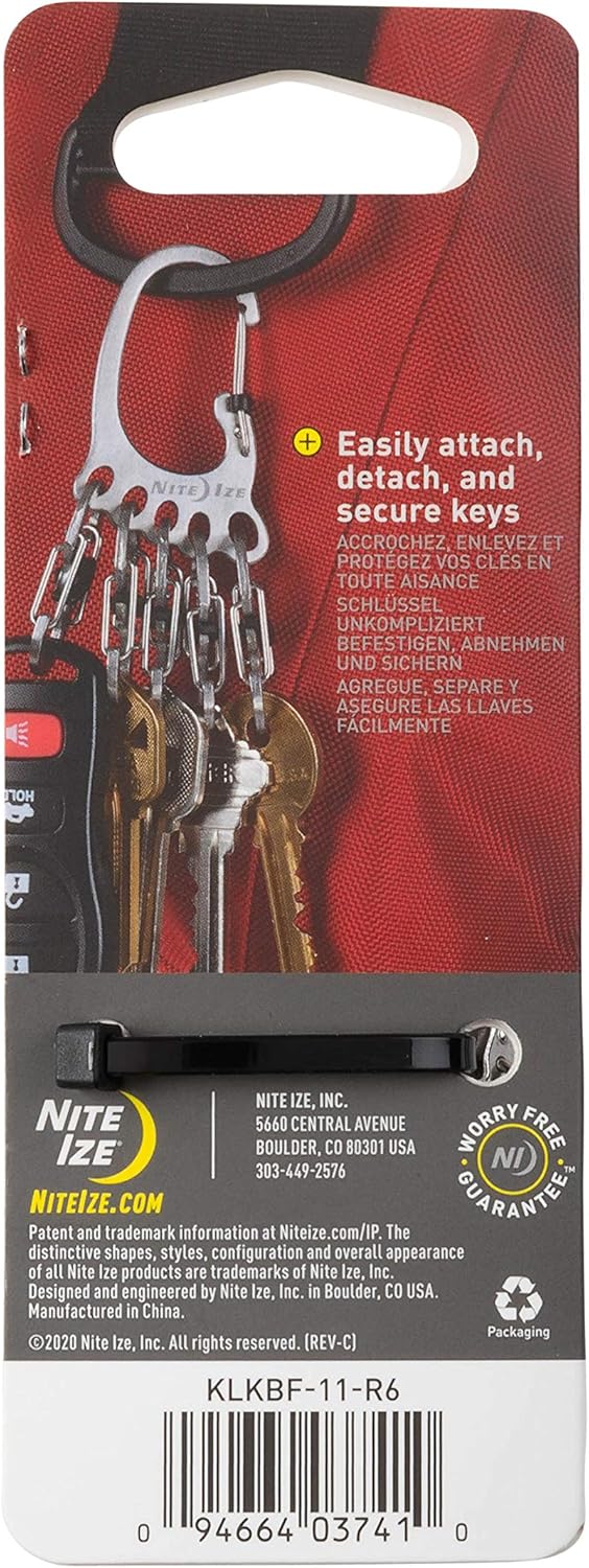 Nite Ize Bigfoot Locker KeyRack - Stainless Steel Holder for Car, House & Other Keys - Carabiner with S-Biners - Holds 15 Keys at Once - Carry Everyday Essentials - Silver