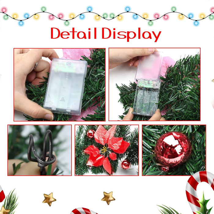 HIIXHC Christmas Illuminate Garland, 9 ft Rattan Artificial Flower Vine Plants Outdoor Decorations, Pre-Lit Battery Operated (Battery Not Included)