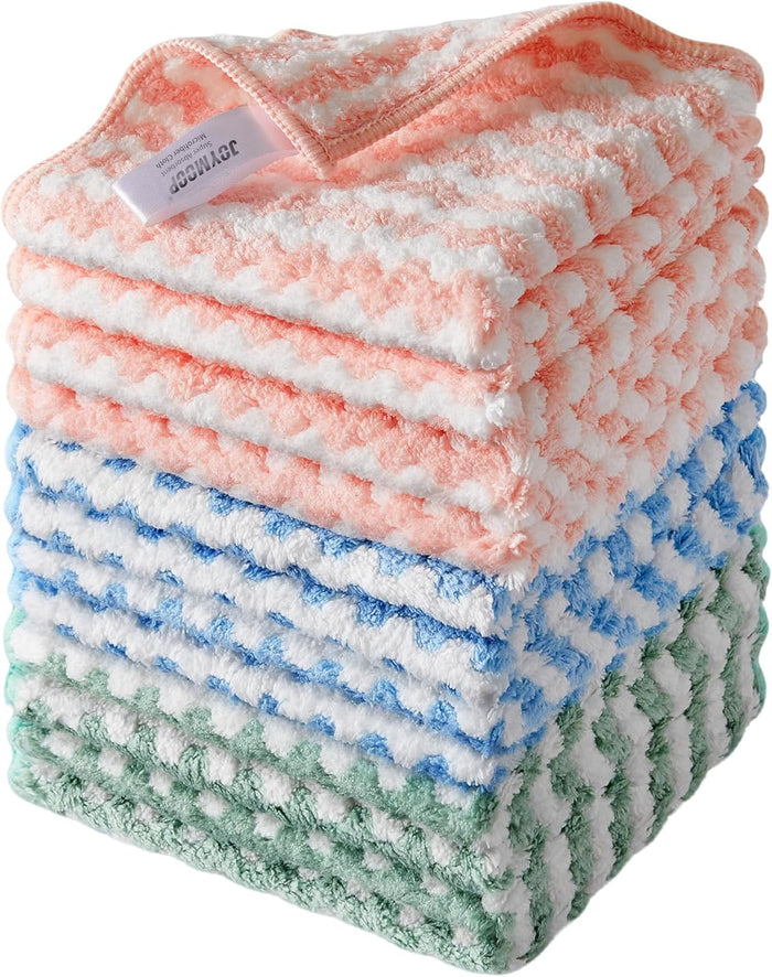 JOYMOOP Microfiber Cleaning Cloths – 18 Pack, 10" x 10", Pink – Reusable, Lint-Free, Super Absorbent Towels for Kitchen, Car, and Household Cleaning