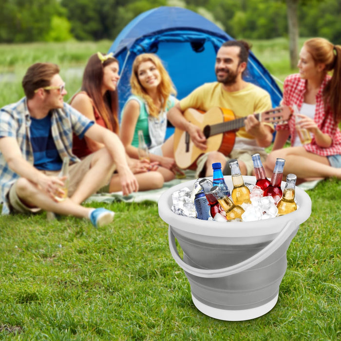 Collapsible Bucket with Handle 10L(2.6 Gallon), Portable Mop Bucket for Cleaning, Silicone Ice Buckets for Outdoor Camping Fishing Car Washing Household Cleaning Supplies, Large Plastic Wash Basin Tub