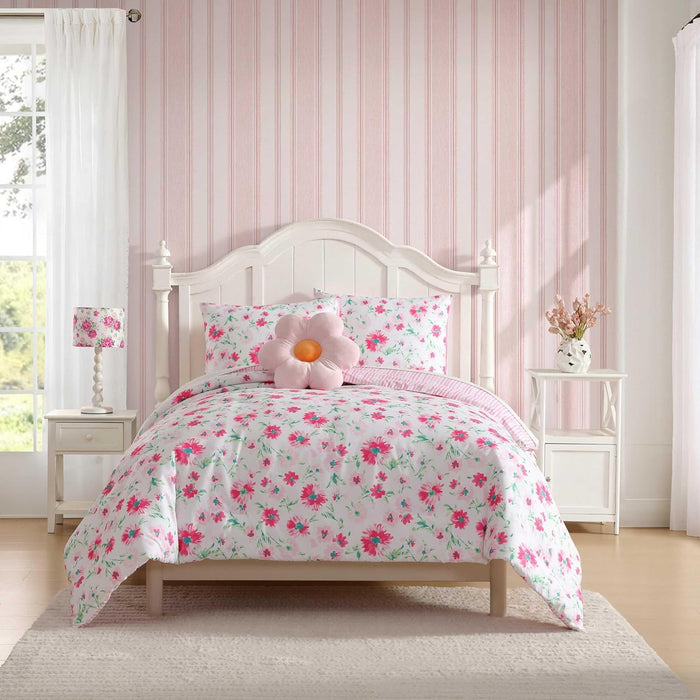 Laura Ashley - Kids Comforter Set, 100% Super Soft Toddler Bedding with Matching Sham & Bonus Decorative Pillow, Ideal Girl Room Essentials (Ballerina Divas Pink, Twin)