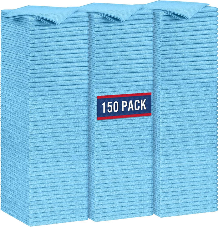GLIMGLINT Black Microfiber Cleaning Cloth, 150 Pack Microfiber Towels for Cars, Lint Free, Scratch-Free, Highly Absorbent, Reusable Cleaning Rags for Car, Household, Shop Towels 14"X12"