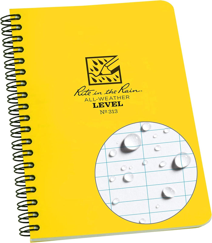 Rite in the Rain Weatherproof Side Spiral Notebook, 4.625" x 7", Tan Cover, Universal Pattern (No. 973T)
