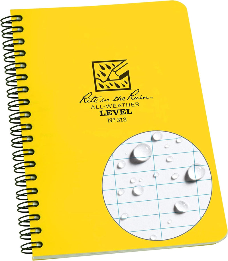 Rite in the Rain Weatherproof Side Spiral Notebook, 4.625" x 7", Tan Cover, Universal Pattern (No. 973T)