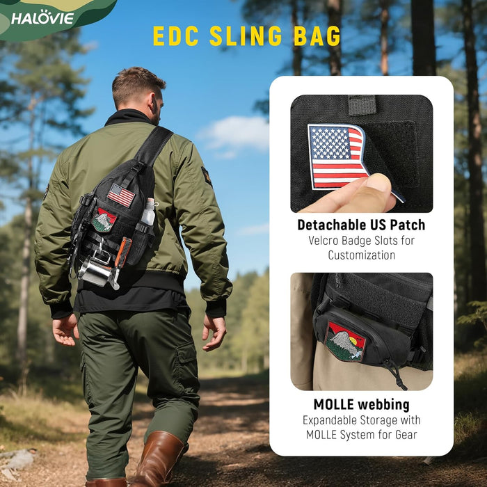 HALOVIE Crossbody Sling Bag Anti Theft Crossbody Backpack RFID Sling Backpack Lightweight Travel Hiking Chest Bag