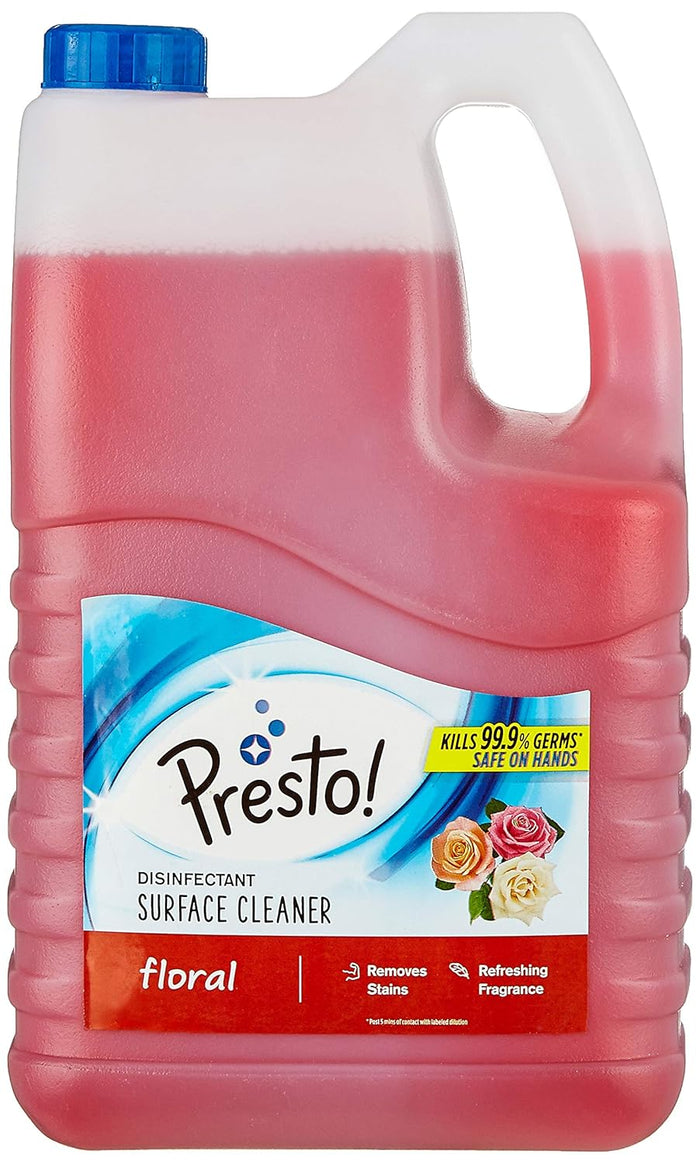 Amazon Brand - Presto! Disinfectant Surface & Floor Cleaner Liquid | Pine | 2 Litre Can | Kills 99.9% Germs | Removes Stains | Safe On Hands