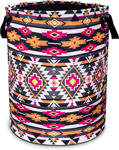 Ethnic Tribal Geometric Pattern Laundry Basket Foldable Oxford Cloth Funny Tote Bag Laundry Hamper Clothes Storage Bucket Toy Organizer For Bathroom/Laundry Storage/Bedroom 18.9x16.5 Inch