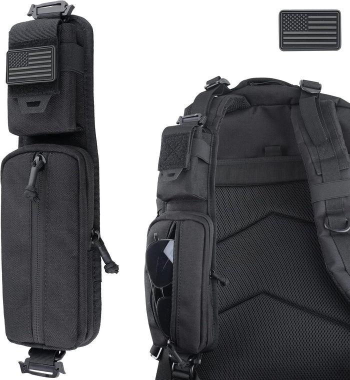 WYNEX Molle Accessories Pouch of Double Zipper Pocket Version, Backpack Strap Pouch Shoulder Strap Molle Attachment Tactical Accessories Bag Shoulder Starps Zipper Pocket Additional Phone Holder
