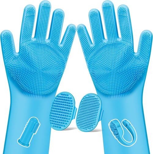 6PCS Pet Grooming Kit for Dogs,Cats and Horses | Dog Washing Gloves | Dog Bath Brush | Dog Bath Gloves | Dog Shampoo Brush | Pet Grooming Gloves | Dog Bath Supplies (Navy Blue)
