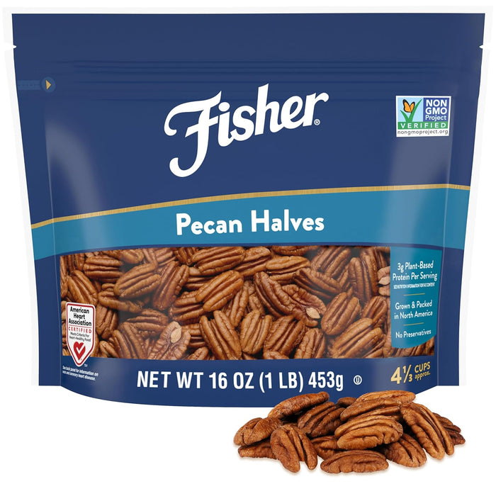 Fisher Chef's Naturals Honey Roasted Chopped Pecans 10oz Resealable Bag, Unsalted Raw Nuts for Cooking, Baking & Snacking, Vegan Protein, Keto Snack, Gluten Free