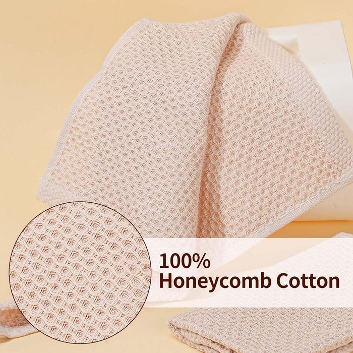 Honeycomb Cotton Dish Cloths 6 Pack,12x12 Inch – Super Absorbent, Quick-Dry & Reusable Kitchen Cleaning Cloths, Lint-Free Washable Towels for Dishes, Glass & Household Use(White)