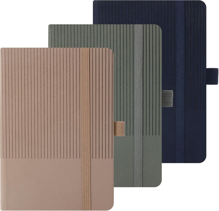 BOBO RABBIT 3 Pack Pocket Journal Notebooks A6 Size Small Mini Notebook For Note Taking Hardcover Leather College Ruled Lined Note Pads for Women Men, Total 576 Pages