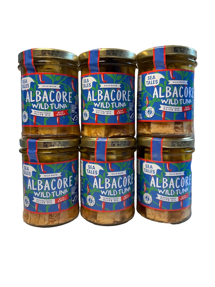 Sea Tales Solid White Albacore Canned Tuna in Water - No Salt Added - 100% Pole & Line Wild Sustainably Caught - BPA Free - High Protein Food - Keto Friendly - 5 oz. Cans (Pack of 12)