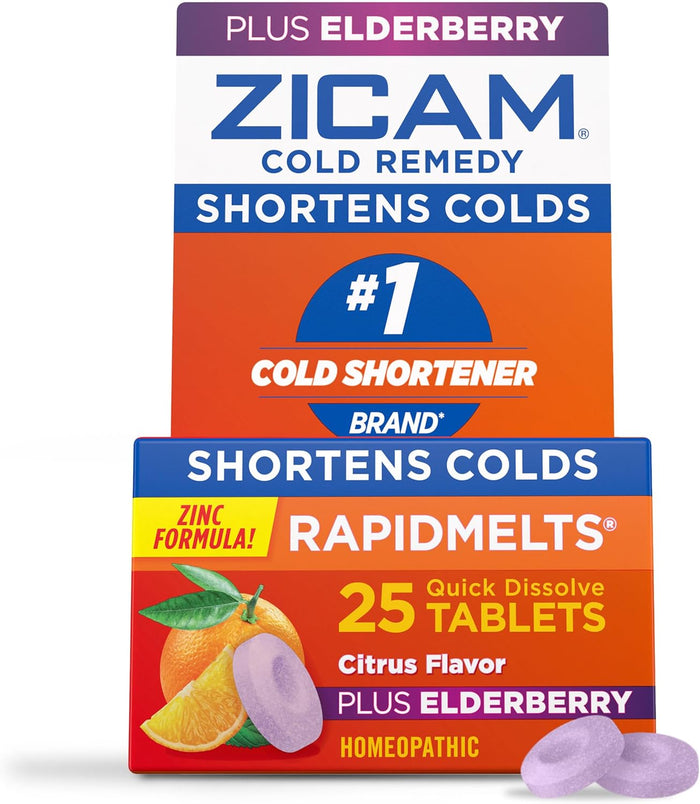 Zicam Cold Remedy Zinc Rapidmelts, Citrus Flavor, 25 Count (Pack of 1)