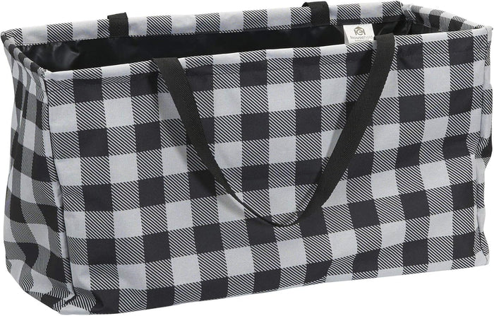 Household Essentials Canvas Utility Tote with Handles, Rectangular Krush Container Tote, Water-Resistant Vinyl Lining, Large Capacity, Durable and Versatile, Chevron Pattern