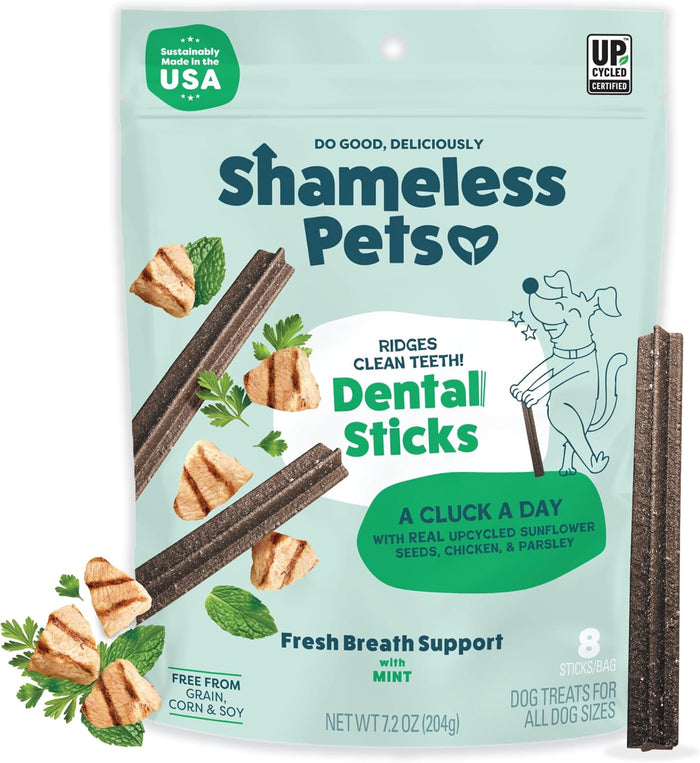 Shameless Pets Dental Treats for Dogs, The Tooth Berry - Healthy Dental Sticks with Immune Support for Teeth Cleaning & Fresh Breath - Free from Grain, Corn & Soy