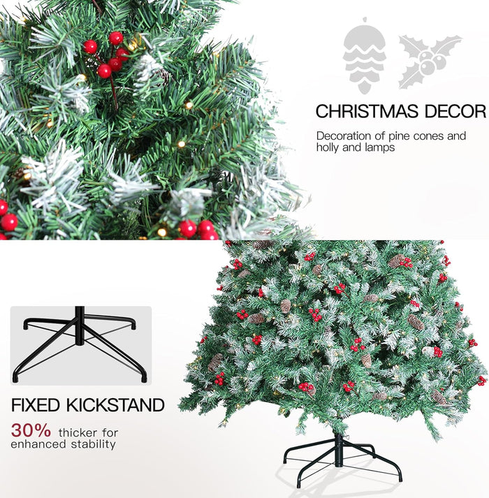 Pre-Lit Artificial Christmas Tree with Lights 6ft - Arbol De Navidad Con Luces, Holiday Party Decorations Indoor with 874 Branch Tips and 250 Warm Lightsm, Easy Assembly, Metal Reinforced Base