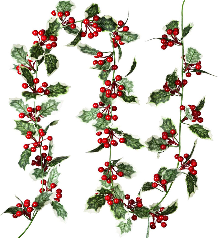 DearHouse 6FT Red Berry Christmas Garland, Flexible Artificial Berry Garland for Indoor Outdoor Home Fireplace Decoration for Winter Christmas Holiday New Year Decor