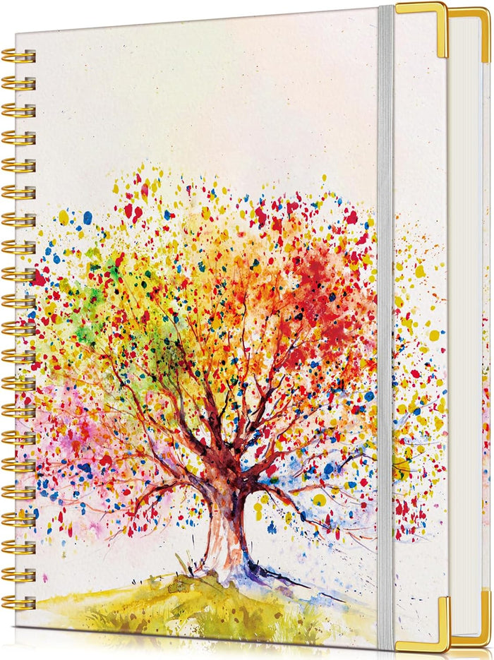 Cute Spiral Notebook Journal for Women, 200 Pages Lined Notebooks 8.5” x 11”, A4 Large Hardcover Spiral Journals with 100 GSM Thick Paper, College Ruled Notebook for Writing Work School, Orange Floral