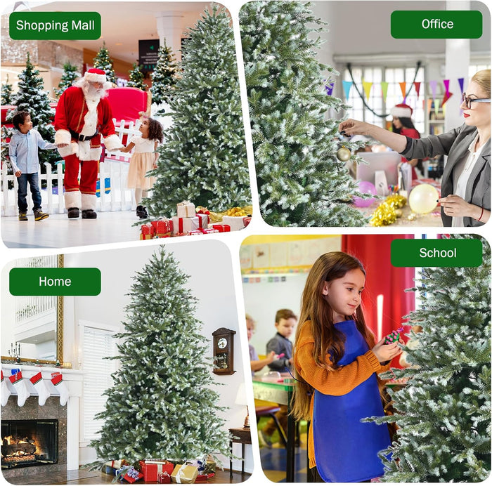 DORTALA Artificial Christmas Tree, 8FT Evergreen Xmas Tree with 1658 Branch Tips, Foldable Metal Stand, Green